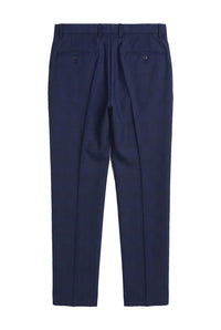 Mark - Heren marineblauwe geruite broek