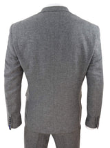 Mens Dark Grey Herringbone Tweed 3 Piece Suit