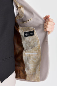 Mayfair pak met steenstructuur en contrasterend zwart vest.