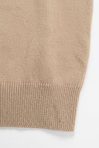 Beige gebreid T-shirt voor heren, normale pasvorm, ronde hals, korte mouwen.