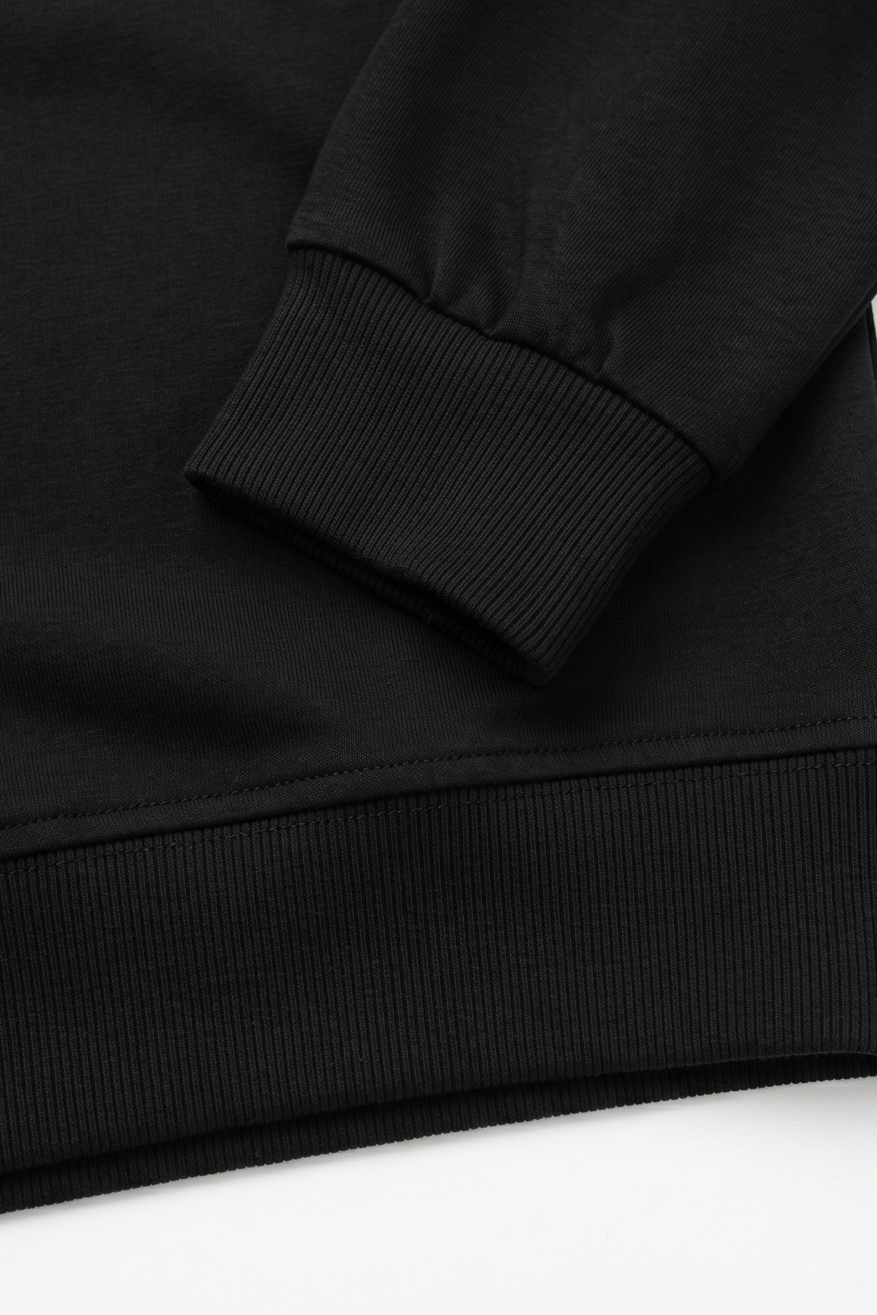 Heren sweatshirt met ronde hals, lange mouwen, stretchstof, zwarte katoenmix.