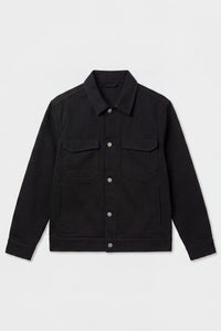 Herenjas van zwarte katoenen twill - Trucker-overhemd