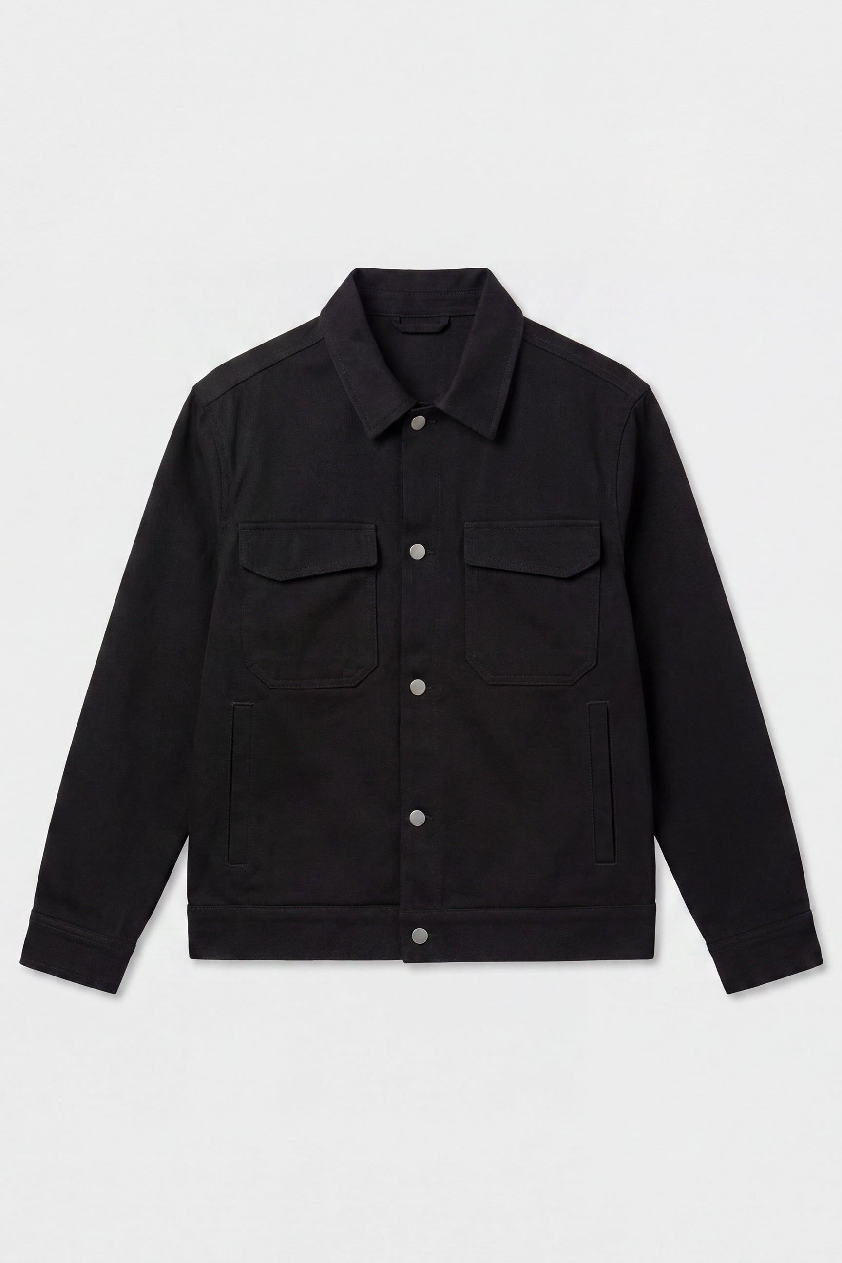 Herenjas van zwarte katoenen twill - Trucker-overhemd