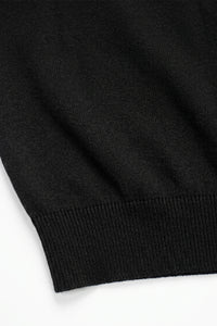 Zwart gebreid T-shirt voor heren, normale pasvorm, ronde hals, korte mouwen.