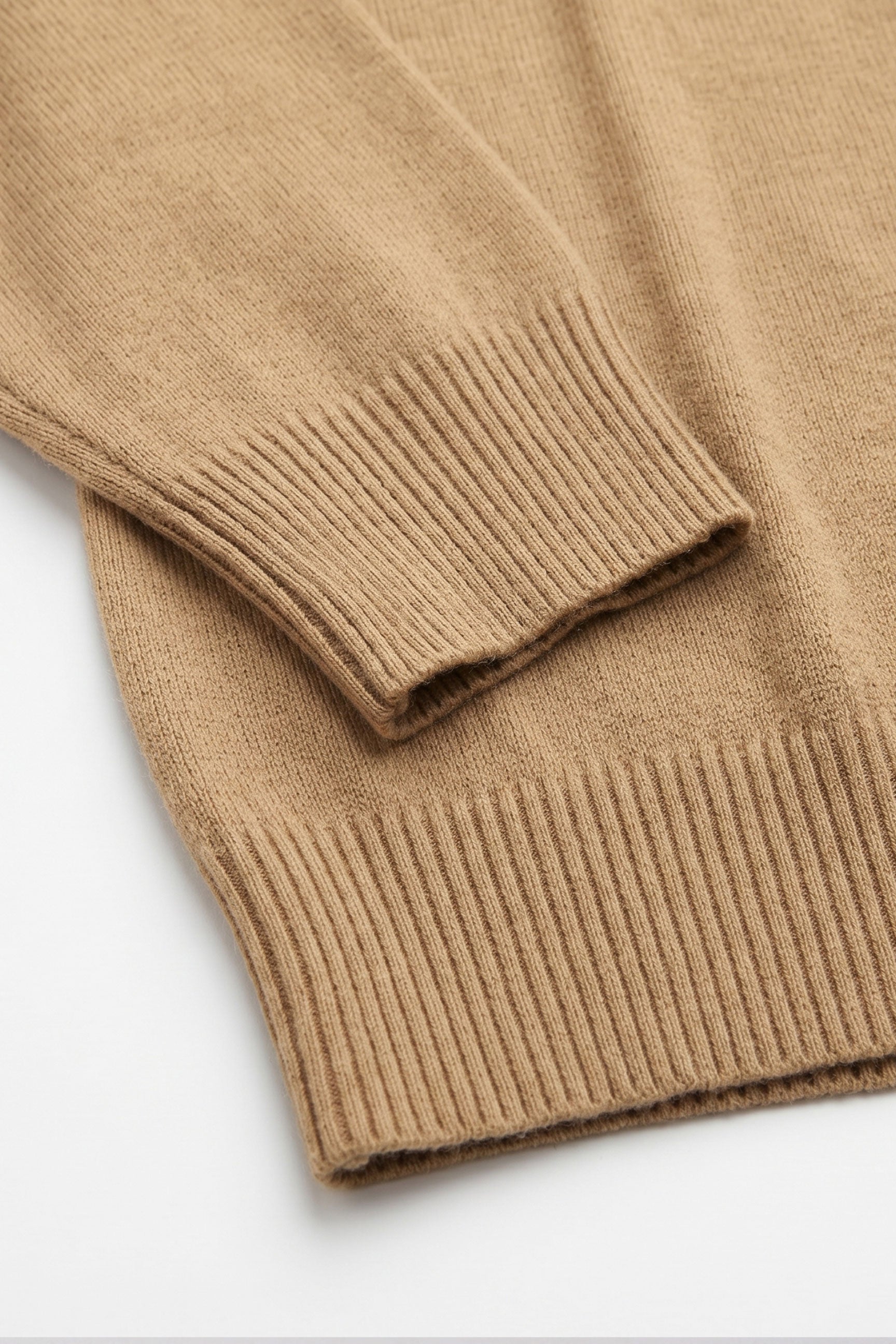 Herentrui met ronde hals, camelbruine kleur, normale pasvorm, gebreide pullover