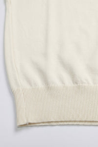 Off White gebreid T-shirt voor heren, normale pasvorm, ronde hals, korte mouwen.