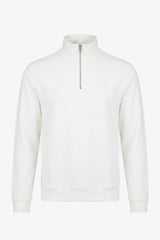 Off White herensweatshirt met kwartrits, katoenmix, opstaande kraag.
