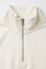 Off White herensweatshirt met kwartrits, katoenmix, opstaande kraag.
