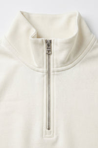Off White herensweatshirt met kwartrits, katoenmix, opstaande kraag.