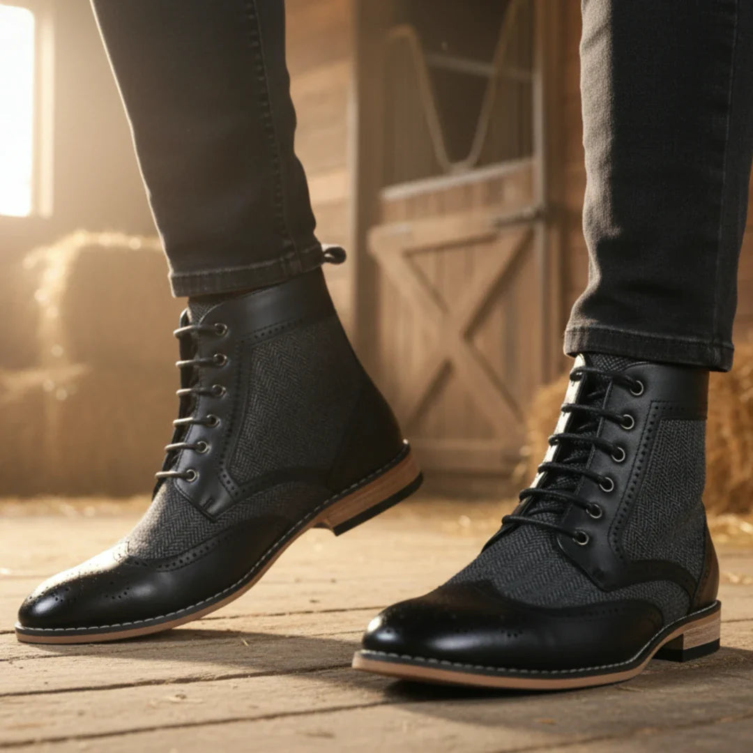 Dolce & Gabbana Zwarte Leren Wingtip Derby Black Heren Dolce & Gabbana Zwarte Leren Wingtip Derby Black Heren