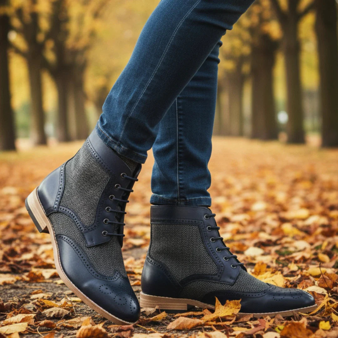 Wingtip Brogue enkellaarsjes voor heren