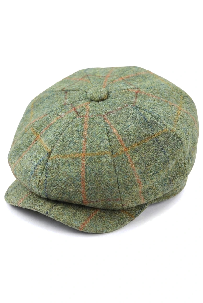 Heren 8-delige scheermeshoed Tweed Blinders Newsboy groene ruit platte pet