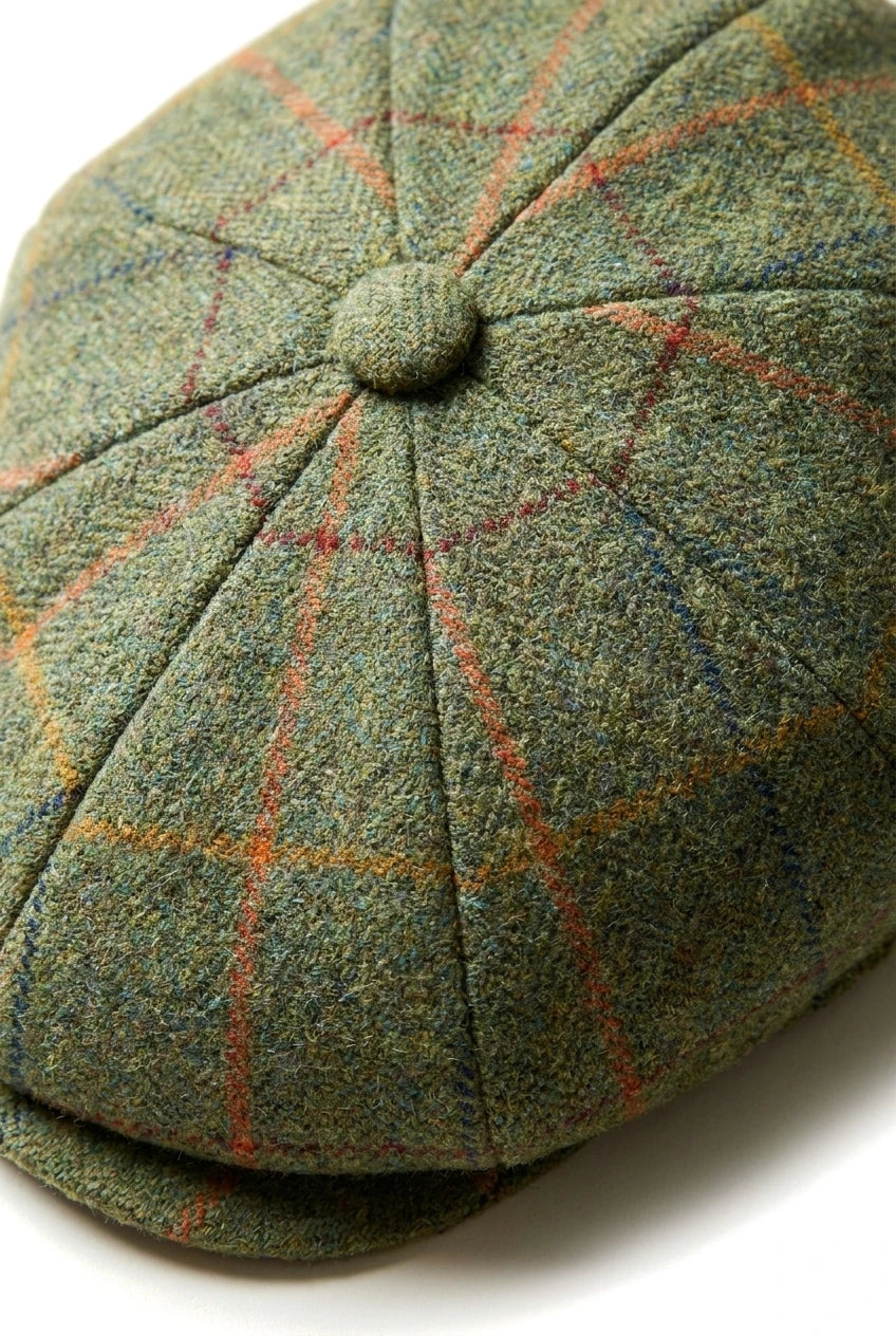 Heren 8-delige scheermeshoed Tweed Blinders Newsboy groene ruit platte pet