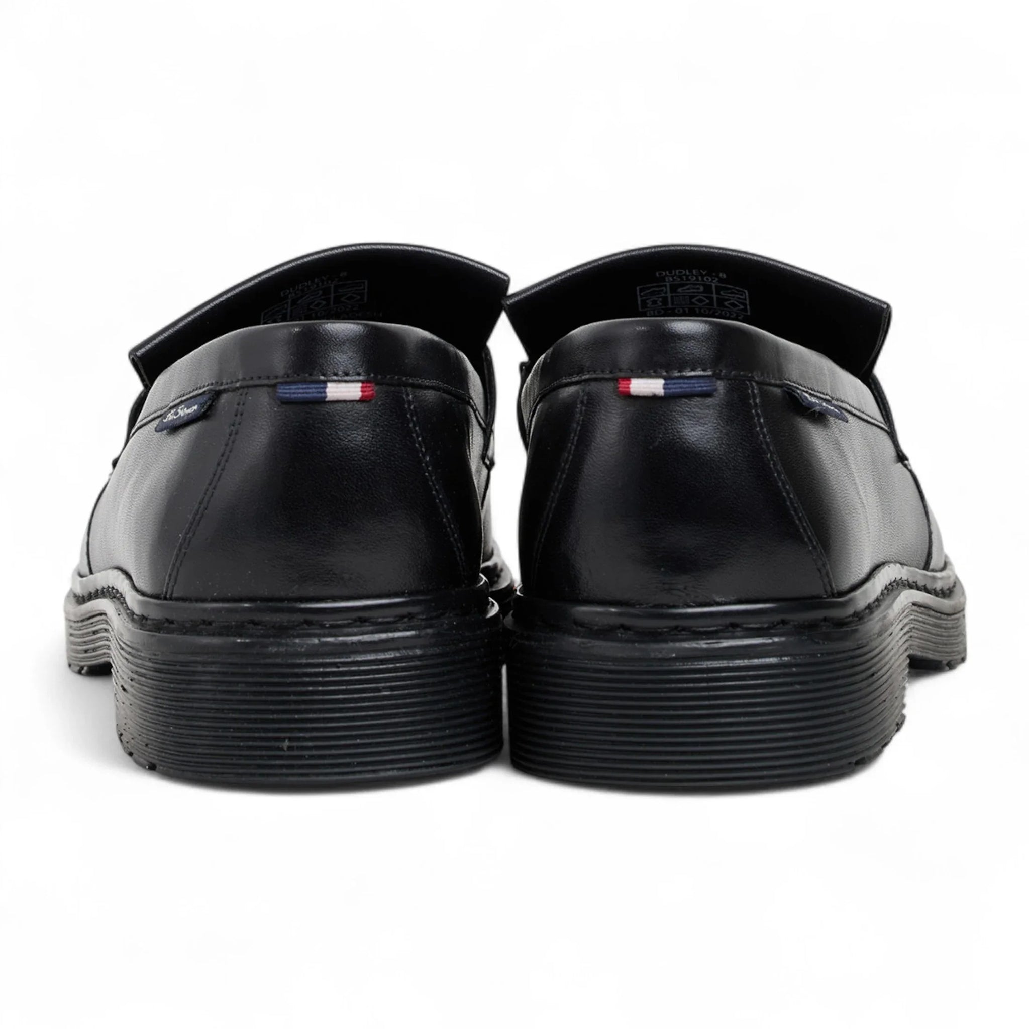 Zwarte leren loafers met dikke zool en kwastjes voor heren