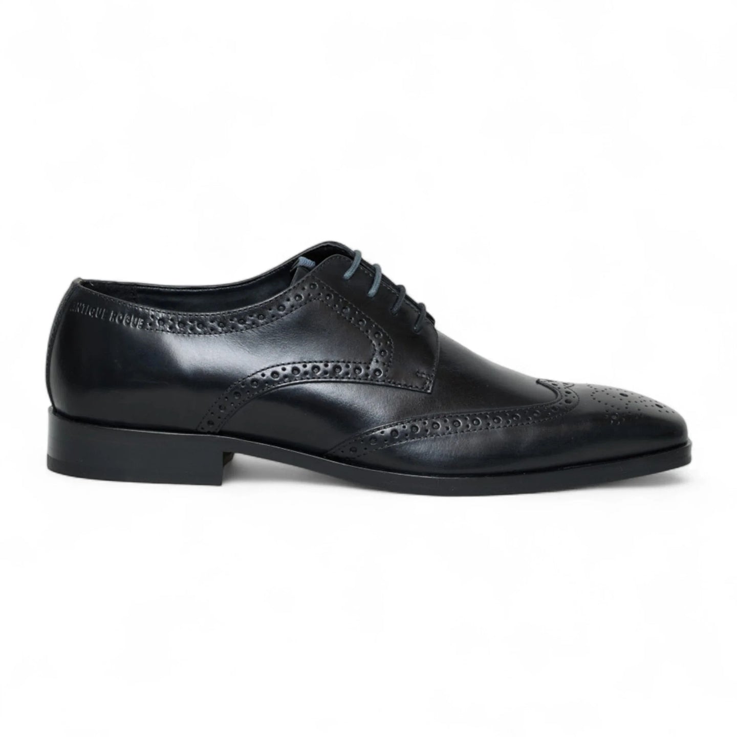 Klassieke, formele, zwarte leren brogueschoenen met vetersluiting voor heren