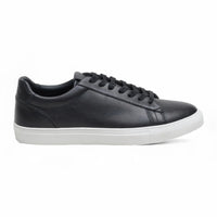Casual sneakers voor heren, zwart leer met veters
