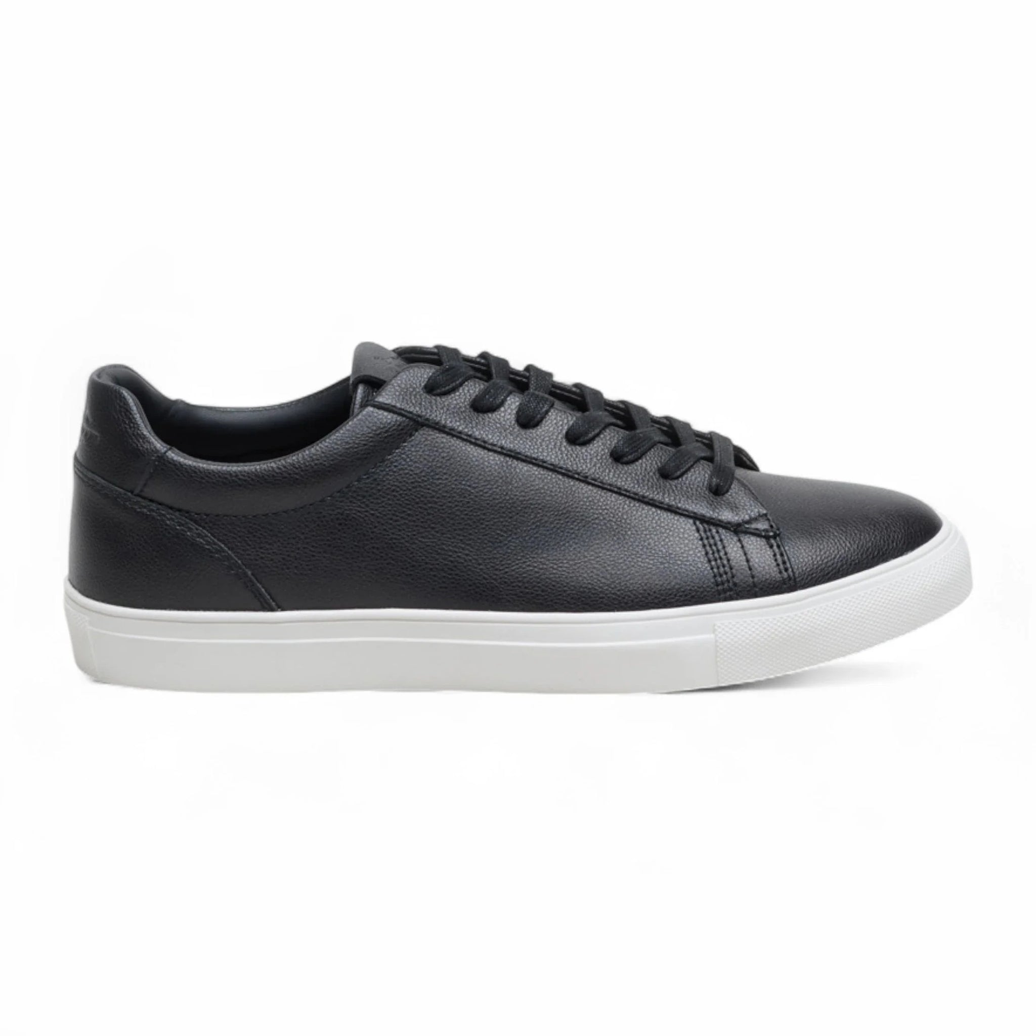 Casual sneakers voor heren, zwart leer met veters