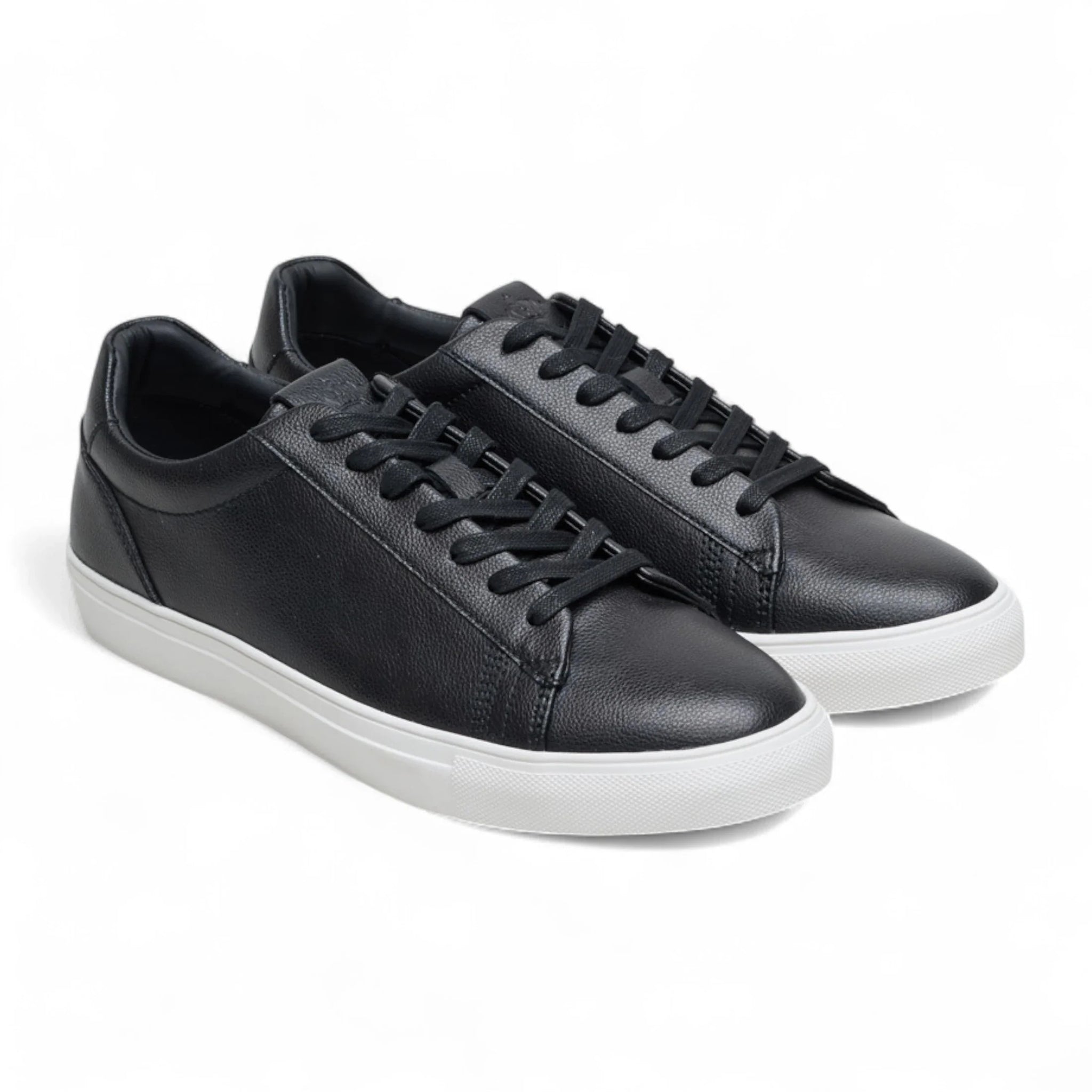 Casual sneakers voor heren, zwart leer met veters