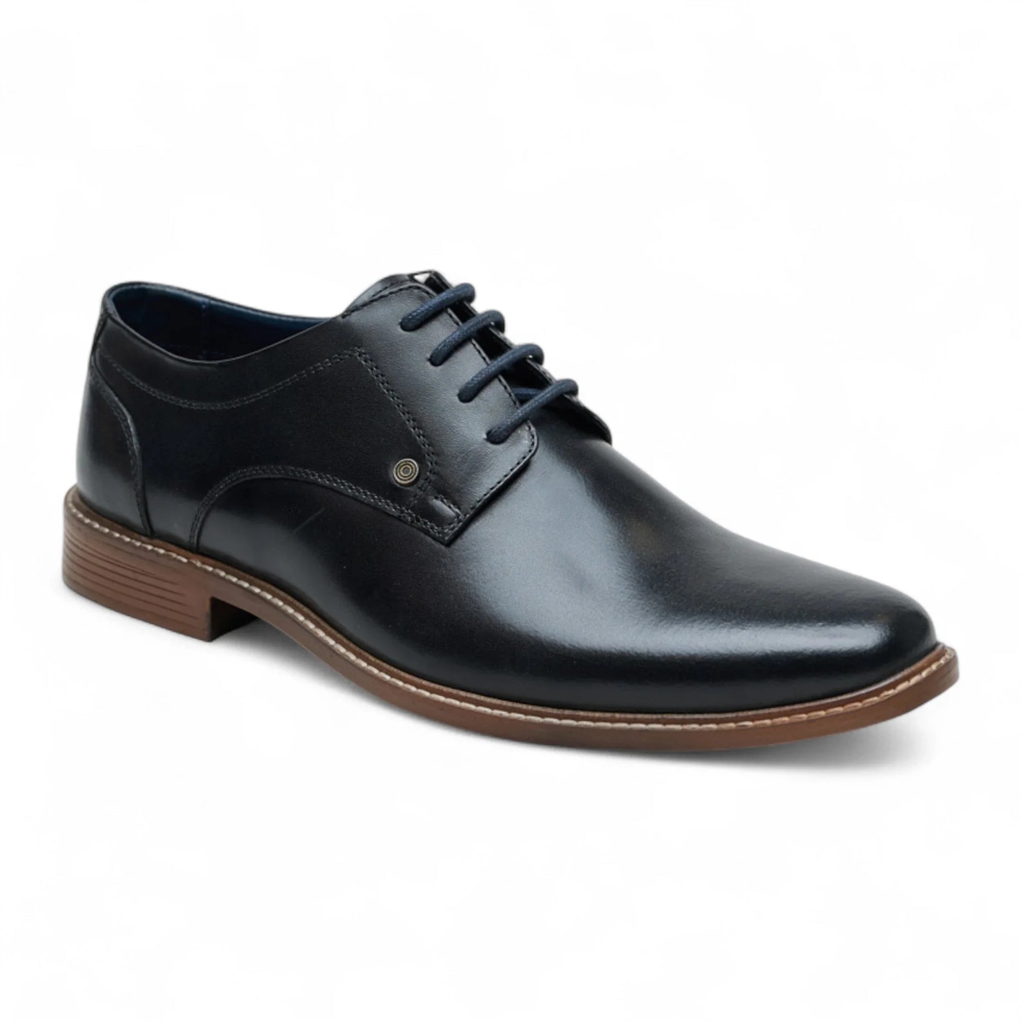 Zwarte, gepolijste, effen formele derby schoenen voor heren