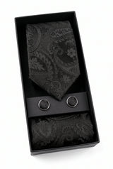 Cadeauset met zwarte paisley stropdas voor heren