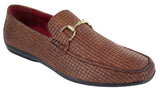 Mens Black Weave PU Leather Loafers