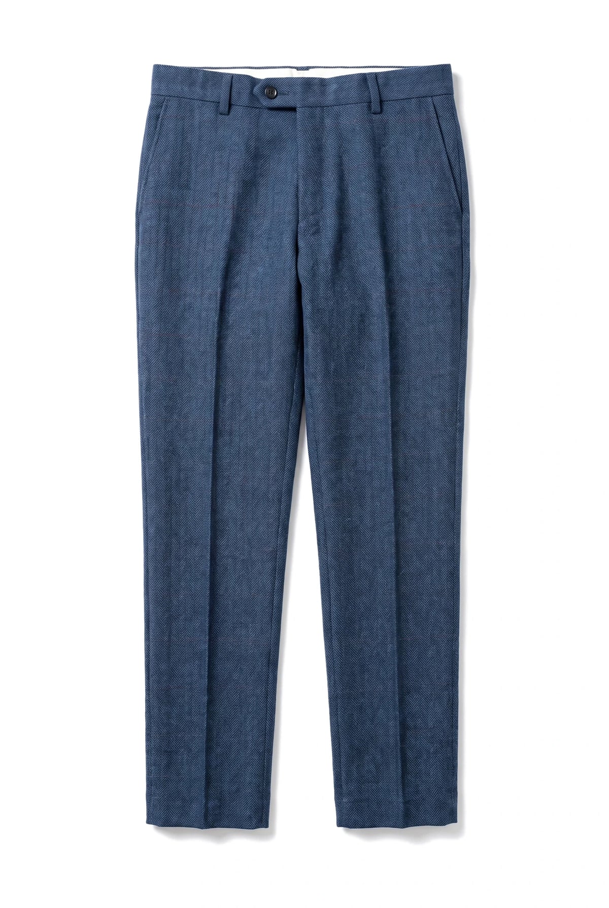 Dion - Heren Blauwe Herringbone Tweed Check Broek