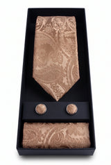 Cadeauset met bronzen paisley stropdas voor heren