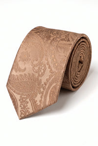 Cadeauset met bronzen paisley stropdas voor heren