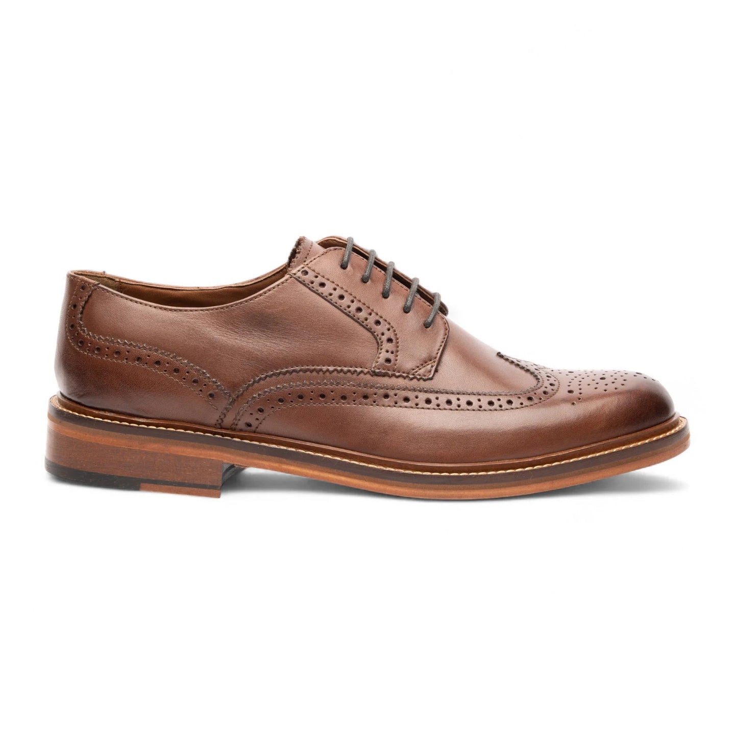 Bruine leren brogueschoenen voor heren