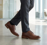 Bruine leren brogueschoenen voor heren