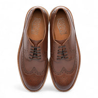 Bruine leren brogueschoenen voor heren