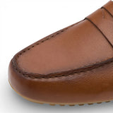 Bruine leren mocassin loafers voor heren
