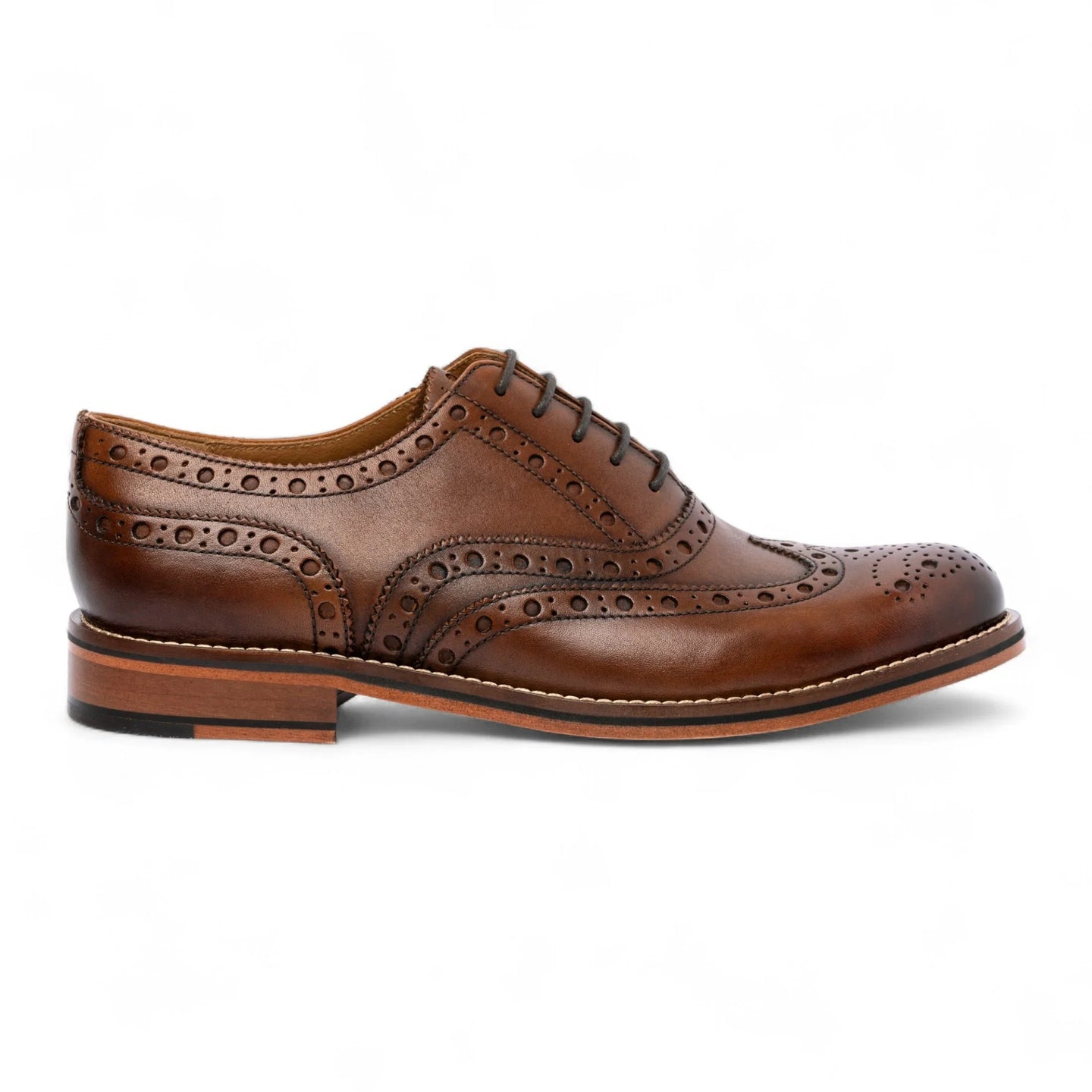 Bruine leren wingtip brogue Oxford schoenen voor heren