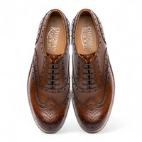 Bruine leren wingtip brogue Oxford schoenen voor heren