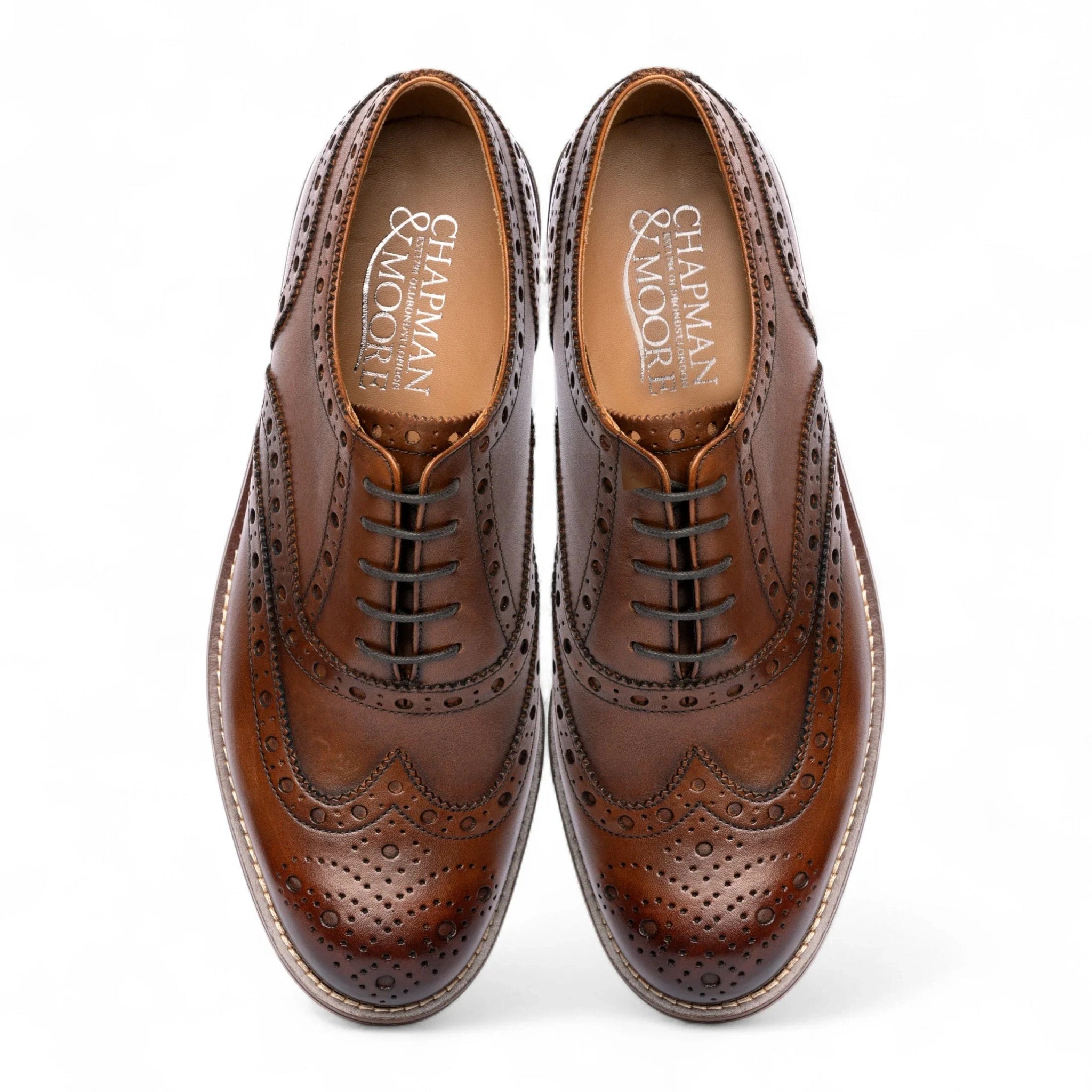Bruine leren wingtip brogue Oxford schoenen voor heren