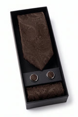 Cadeauset met bruine paisley stropdas voor heren