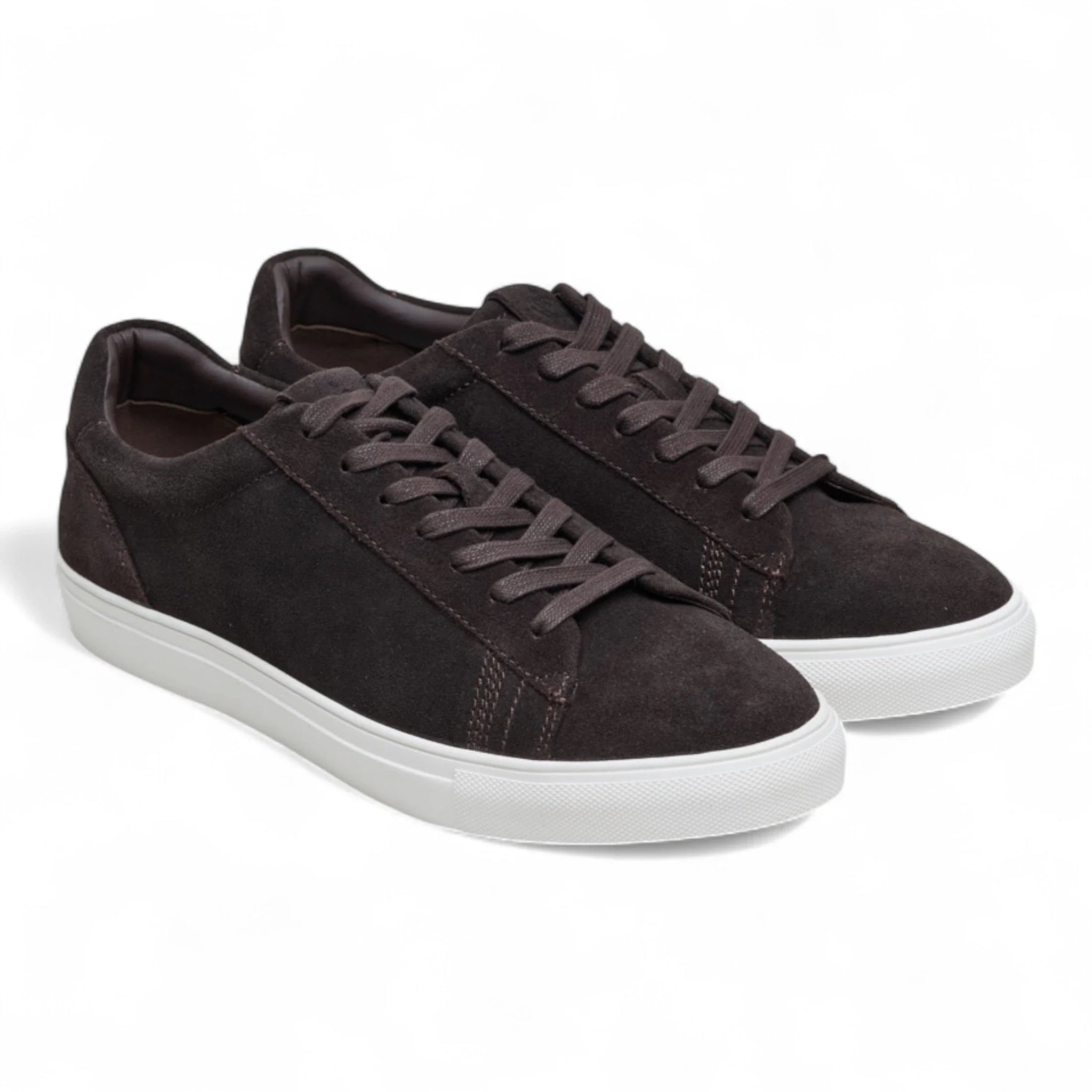 Bruine suède leren casual sneakers voor heren met vetersluiting