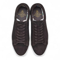 Bruine suède leren casual sneakers voor heren met vetersluiting
