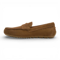 Bruine suède mocassin loafers voor heren