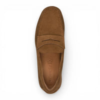 Bruine suède mocassin loafers voor heren