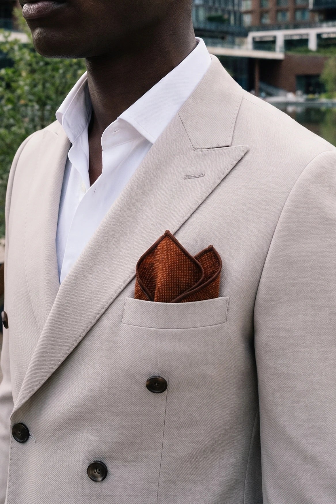 Herenpochet van bruine tweed