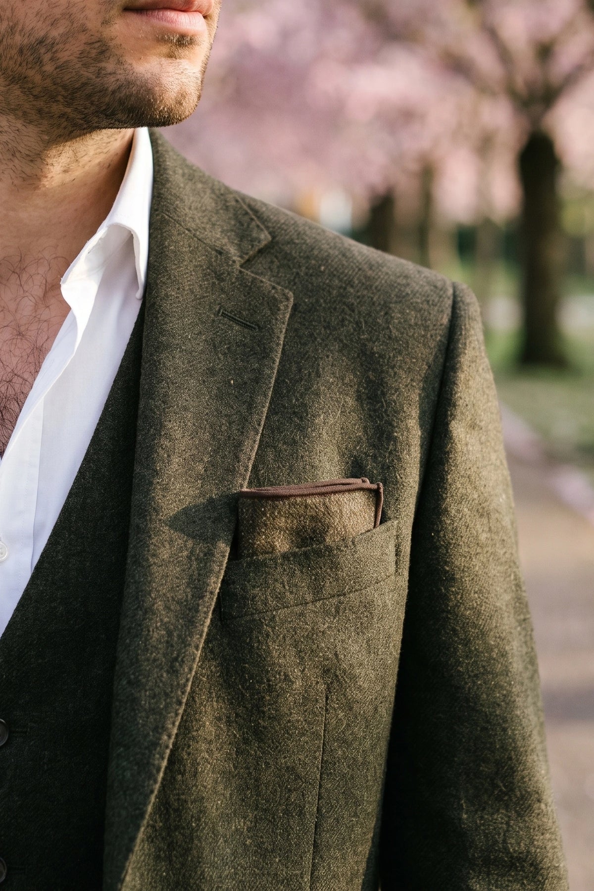Herenpochet van bruine tweed