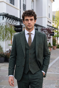 Bruine wollen tweed stropdas voor heren