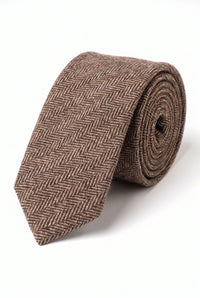 Bruine wollen tweed stropdas voor heren