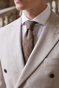 Bruine wollen tweed stropdas voor heren