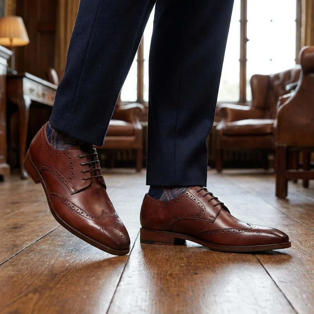 Bordeauxrode leren klassieke formele veterschoenen voor heren