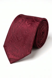 Cadeauset met bordeauxrode paisley stropdas voor heren