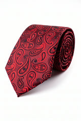 Bordeauxrode paisley stropdas voor heren