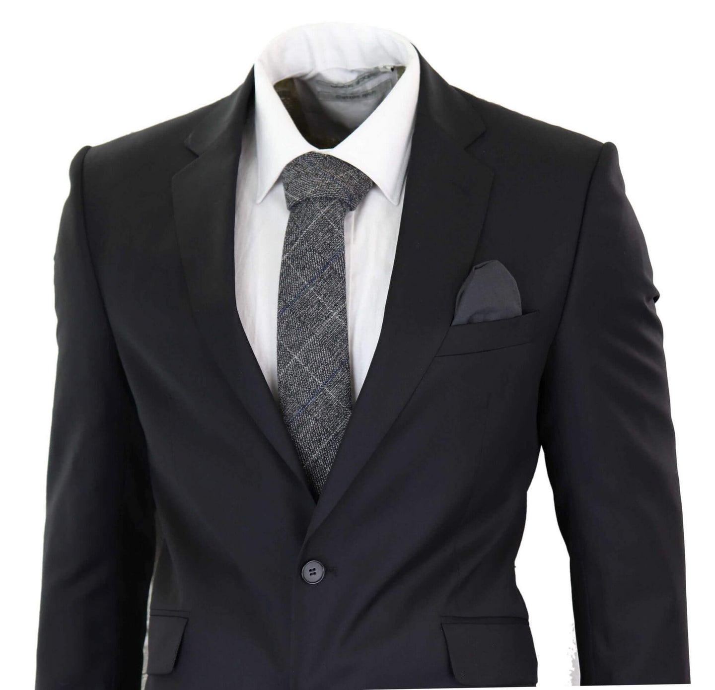 Mens Classic Plain Black Formal 2-Piece Suit