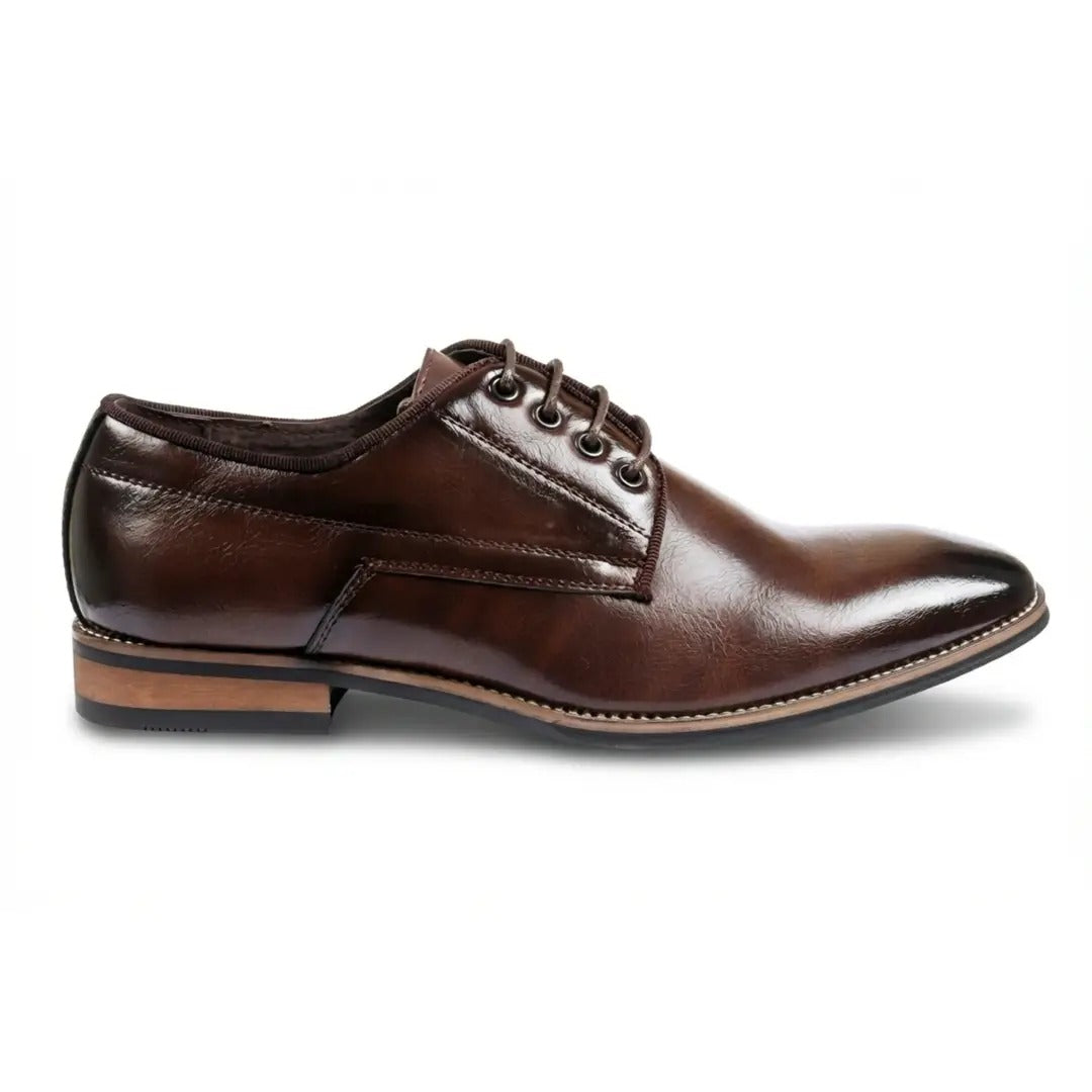 Klassieke heren Derby-schoenen met gladde neus en vetersluiting